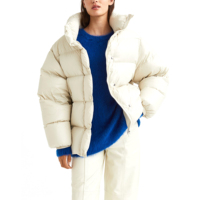 Yeni İnce Kabarcıklı Ters Çevrilebilir Örme Polar Shearling Şişme Kadın Su Geçirmez OEM Dış Yüzey Toptan Kışlık Mont Kapüşonlu Fermuarlı Logolu