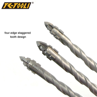 Foret de centrage à quatre dents dentelées, tige hexagonale, revêtement titane, finition sablée, 6 mm, longueur 100 mm, pour maçonnerie, carrelage et verre