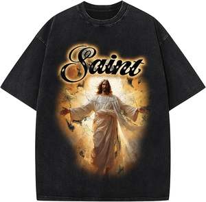 Camiseta de Hombre de Alta Calidad, 100% Algodón, Corte Regular, Cuello Redondo, Estampado Personalizable, Estilo Urbano, Lavado Ácido, Protección UV, para Verano - Product Image 3