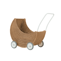 Poussette pour poupées en rotin naturel rustique Handwicker, poussette unique pour poupées, Moon Strolley, prix intéressant, fabriqué en usine au Vietnam