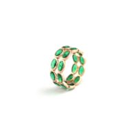Anillo de compromiso de oro macizo de 14 quilates, joyería fina apilable de Esmeralda natural, anillo de declaración de piedra natal de mayo para niños