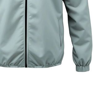 Veste d'extérieur imperméable à capuche zippée intégrale grande taille pour homme, coupe-vent uni avec couleur contrastante, impression de logo personnalisée - Product Image 5