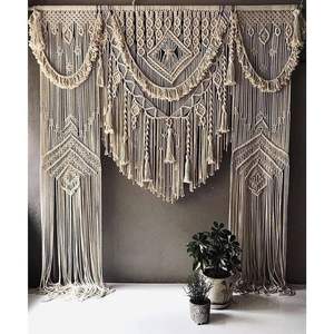 Cortina de Macramé Grande Hecha a Mano, de Algodón, Estilo Bohemio, para Decoración de Pared, Fondo para Bodas, Decoración Colgante para Restaurantes - Product Image 1