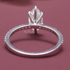 Anillo de Compromiso y Boda con Diamante Corte Marquesa Certificado por IGI, con Pavé, en Oro Amarillo/Rosa y Blanco de 14K - Product Image 4