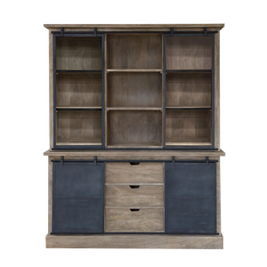 Buffet Helsinki en bois de manguier brossé et métal gris - Product Image 1