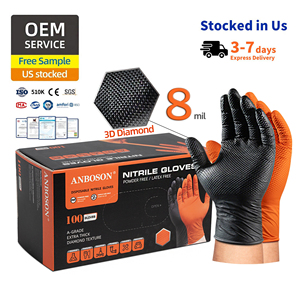 Gants en nitrile à texture diamantée ultra-résistants 8 mil, qualité industrielle, pour mécaniciens, Guantes <span class=keywords><strong>De</strong></span> Nitrilo - Product Image 1