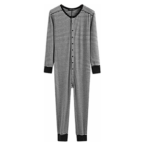 Pyjama une pièce respirant toutes saisons en molleton de coton uni brodé pour homme, couleur personnalisée, vente en gros - Product Image 1