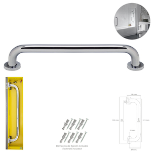 Maniglia di supporto per doccia Maurer, finitura cromata, diametro 32 mm, lunghezza 50 cm. - Product Image 1
