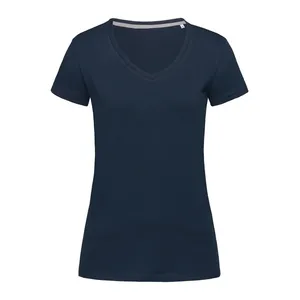T-shirt personnalisé pour femmes, design extensible à col en V pour merchandising promotionnel - Product Image 6