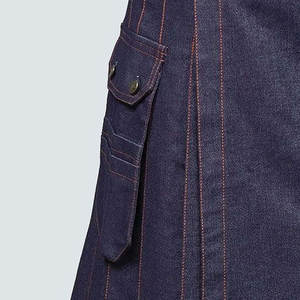 Men's Denim <b>Kilt</b> with Orange Contrast Stitching Modern <b>Utility</b> <b>Kilts</b> Durable Cargo Pockets OEM ODM - Product Image 4