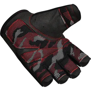 High Quality Customizable <b>Red</b> Half-Finger Fitness <b>Gloves</b> for Workout Weight Lifting Powerlifting-Wholesale - Product Image 3