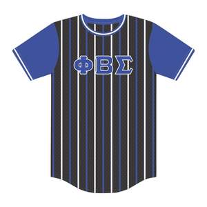 Phi Beta Sigma Noir Pinstripe Pull Baseball Jersey 100% Polyester Mesh Grec Fraternité Vêtements T Shirt avec Broderie - Product Image 2