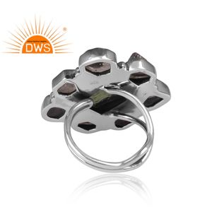 แหวนแยกอัญมณีแบบหยาบและเพชรเฮอร์คิเมอร์เงินสเตอร์ลิงออกซิไดซ์แบบปรับแต่งได้ - Product Image 4