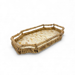 Plateau en nacre avec bord en jacinthe d'eau pour la présentation sur table, le service de nourriture et la décoration intérieure en provenance du Vietnam - Product Image 2