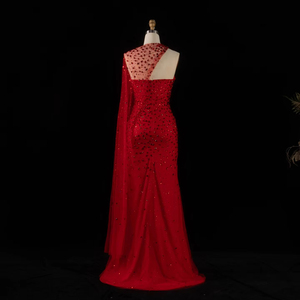 Robes de soirée sirène asymétriques en maille à une épaule Jancember LSZ711 - Product Image 3