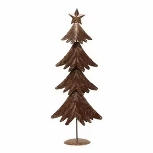 Décoration d'arbre de Noël moderne en métal brun, étoile de Noël, ornement de table écologique, décoration de la maison, articles de Noël personnalisés - Product Image 1