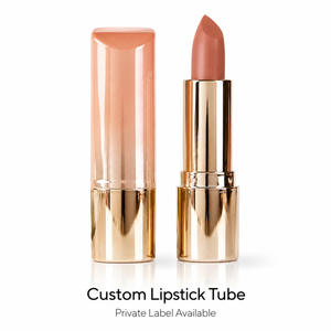 Rouge à lèvres nude abricot personnalisé avec logo, tube or <span class=keywords><strong>rose</strong></span>, fini mat velours, longue tenue, végétalien, fournisseur OEM de maquillage - Product Image 1