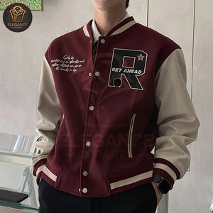 Buen proveedor, el estilo más nuevo con manga de PU, Patchwork, bordado de letras, ropa de calle, estilo Borgoña, chaquetas universitarias de béisbol universitarias - Product Image 5