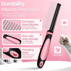 Cepillo Cortapelos para Mascotas Pequeñas, Cepillo para Gatos con Cuchilla de Acero Inoxidable, Peine para Perros para Cortar el Pelo, Eliminar Enredos y Nudos, Cuidado de Cachorros - Product Image 4