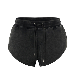 กางเกงขาสั้นผ้าซักแบบเป็นกรดสำหรับสุภาพบุรุษกางเกงขาสั้นลำลองมีเชือกผูกเอวกางเกงขาสั้นสำหรับฤดูร้อนติดโลโก้ได้ตามต้องการ - Product Image 6