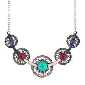 Urthn 1110731A Collar llamativo de piedra de cristal Collares con cuentas de moda chapados en rodio - Product Image 1