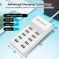 Chargeur USB 50 W, alimentation multi-USB 10 ports, station de charge USB-A, station de charge multi-appareils, station de charge USB pour smartphone