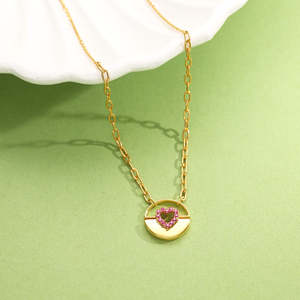 Collier chaîne à maillons dorés moderne pour soirée - Product Image 6