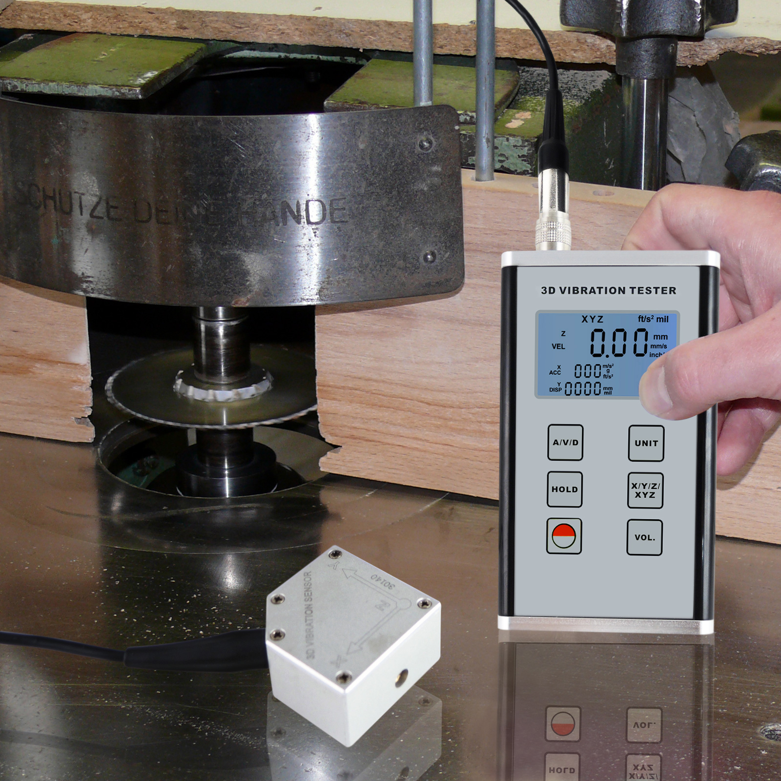 vibration beschleunigung 3-Achsen Piezoelektrischer Vibrationstester für Abstand und Geschwindigkeit