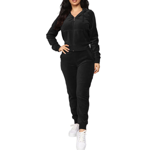 Nuevo traje de Jogger activo de manga larga, traje de entrenamiento para mujer, chándal de terciopelo con capucha de terciopelo ajustado para mujer, conjunto de 2 piezas 2026 - Product Image 6
