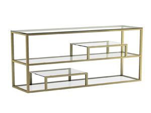 Table console ultra luxe, métal, acier inoxydable, couleur or rose, base métallique, cadre en marbre, salon - Product Image 4