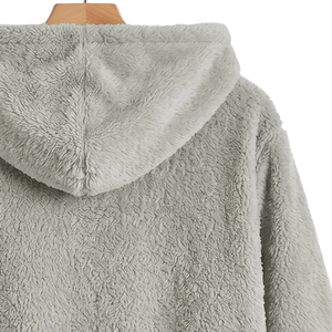 Sweat à capuche en polaire sherpa tricoté pour homme, pull uni doux et chaud, idéal pour l'hiver, décontracté, à manches longues, confortable et coupe-vent - Product Image 4