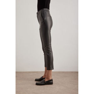 Pantalon crayon taille haute en similicuir pour femme, style cargo froissé, respirant, anti-boulochage, taille XL - Product Image 4