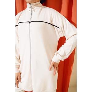 Loysha เสื้อคาร์ดิแกนลายทางมีซิปชุด2ชิ้นหิน - Product Image 2