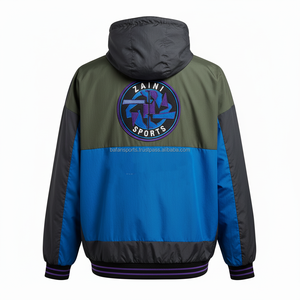 Veste coupe-vent de haute qualité bleu olive noir panneau conception logo personnalisé broderie transfert de chaleur veste coupe-vent pour homme - Product Image 2