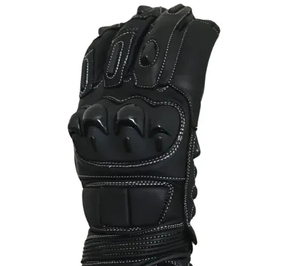 Guantes de Motociclismo de Cuero Genuino con Logotipo Personalizado, Guantes de Carreras con Protección Rígida Blanca, Transpirables y Protectoras para Motociclistas - Product Image 2