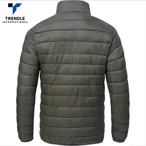 Custom Color Long <b>Thin</b> <b>Men</b> Bubble <b>Jacket</b> with Stand Collar and Front Logo Windproof Fashion Clothing - Product Image 3
