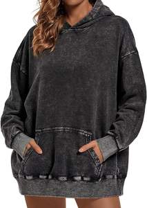 Sudadera con Capucha Larga de Algodón Grueso para Mujer, Estilo Lavado Ácido, Personalizada por el Fabricante - Product Image 2