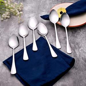 Sleek Shiny Stainless Steel Spoons <b>Set</b> 6 Eco-Friendly Long-Handled Forks for <b>Tea</b> Food Kitchen Use for Parties Weddings Hotels - Product Image 1