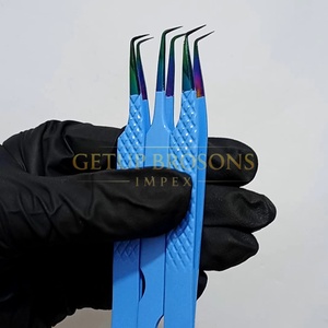Pinzas para Pestañas de Alta Calidad GETUP BROSONS IMPEX de 90 Grados, Acero Inoxidable, Color Azul, Punta Lisa, Antiestáticas y Antimagnéticas - Product Image 5