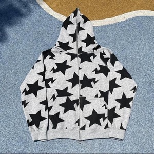 Sweat-shirt à manches longues zippé imprimé étoile Hip Hop pour hommes, manteau à capuche à la mode pour Streetwear - Product Image 6