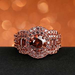 Jeulia Halo Round Cut <b>Sterling</b> <b>Silver</b> Anniversary Ring <b>Set</b> - Product Image 5