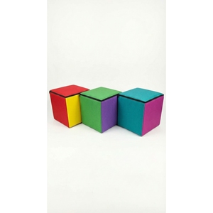 Hot Sale Modern Colorful Square Fabric <b>Pouf</b> Ottoman Foam Filled for Kids Wholesale - Product Image 3