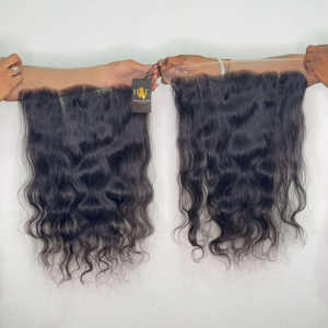 Pelucas de cabello humano brasileño e indio 13x6 Onda del cuerpo para cierre de encaje suizo Frontal y paquete de cabello de templo crudo para mujeres - Product Image 1