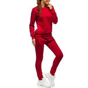 Custom Women Tracksuit Set Red Sweatshirt <b>Jogger</b> Pants Two Piece Sportswear Winter Fitness Gym Wear Premium Cotton Blend Formal - Product Image 4