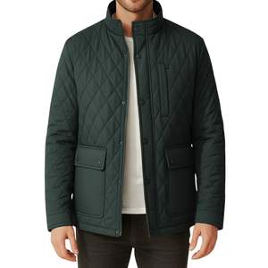 Veste matelassée marron pour homme, logo personnalisé, veste à bulles, vêtements d'extérieur rembourrés d'hiver avec poches, vêtements de rue chauds, veste pour homme - Product Image 2