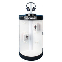 Présentoir acrylique à LED avec multicouches pour casque d'écoute Vitrine électronique en forme de cylindre sur pied
