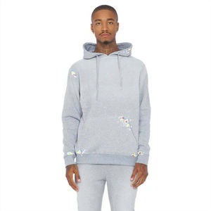 Ensemble sweat-shirt et jogging en molleton gris pour homme, mélange de coton, tenue de sport décontractée en deux pièces avec logo personnalisé, streetwear - Product Image 2