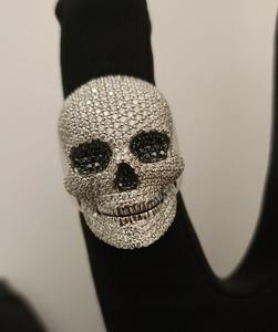 Mejor diseño GRA certificado VVS Moissanite Diamond 925 Sterling Silver Iced Out Skull Hip Hop Ring para raperos Street Wear Fashion - Product Image 1