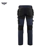Pantalon de travail pour homme en coton/polyester/ripstop, respirant, avec poches cargo, résistant à l'abrasion, bleu/noir, impression sérigraphique, service OEM