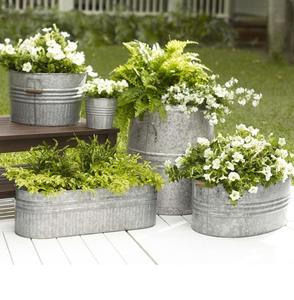 Vintage Galvanized <b>Metal</b> Garden <b>Planters</b> Tubs Pots Containers <b>Outdoor</b> Home Decor <b>Planters</b> <b>Metal</b> Flower Pots <b>Planters</b> For Garden - Product Image 1